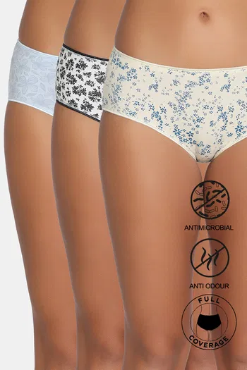 Buy Zivame Low Rise Full Coverage Hipster Panty  (Pack of 3) - Multicolor